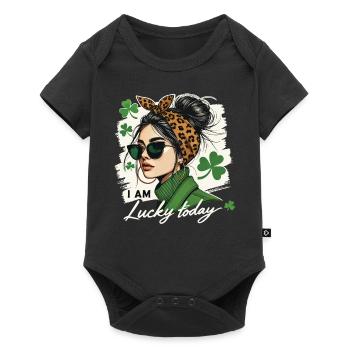 Style de la Saint-Patrick J’ai de la chance aujourd’hui fille - Body à manches courtes Premium Bébé - noir - Devant