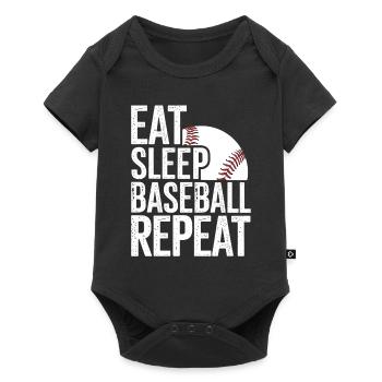 Manger dormir baseball répéter - Body à manches courtes Premium Bébé - noir - Devant