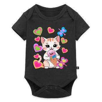 Cats Cat Cream Kids Child Retro 80s - Baby Premium short-sleeve bodysuit - black - Front