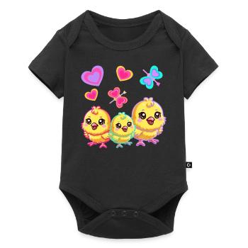 Retro Easter Chick Kids Child Baby 80s 90s - Baby Premium short-sleeve bodysuit - black - Front