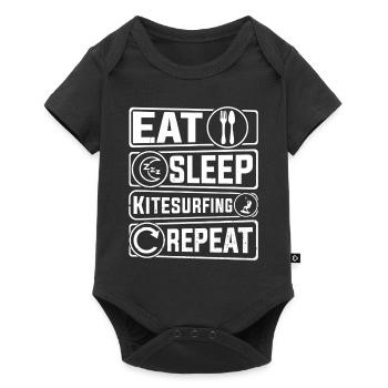 Eat Sleep Kitesurfing Repeat - Kitesurfeur - Body à manches courtes Premium Bébé - noir - Devant