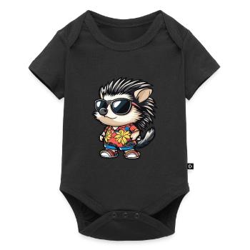 Hedgehog Comic Funny Summer - Baby Premium short-sleeve bodysuit - black - Front