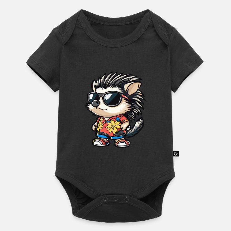 Hedgehog Comic Funny Summer - Baby Premium short-sleeve bodysuit - black