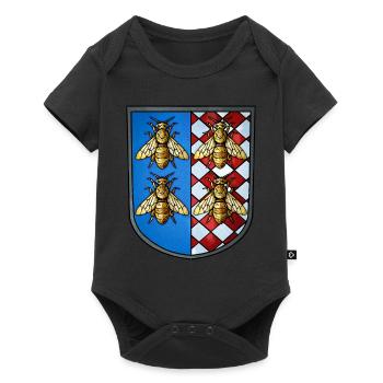 Wappen Bienen - Baby Premium Kurzarmbody - Schwarz - Vorne