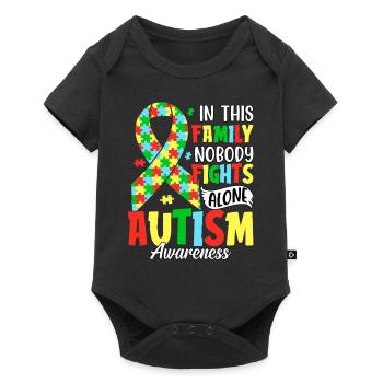 In this family nobody fights alone autism - Baby Premium short-sleeve bodysuit - black - Front