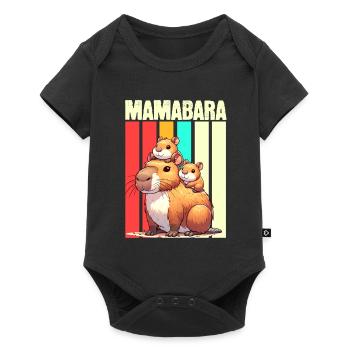Mamabara Mutter Capybara - Baby Premium Kurzarmbody - Schwarz - Vorne