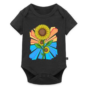Sun Unflower Flowers Flower Garden Retro - Baby Premium short-sleeve bodysuit - black - Front