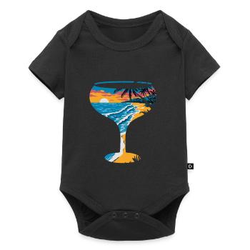 Tropical sunset on the beach with - Baby Premium short-sleeve bodysuit - black - Front