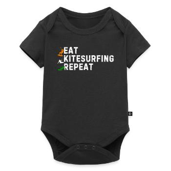 Eat Kitesurfing Repeat - Kiteboarding Kitesurfer - Body à manches courtes Premium Bébé - noir - Devant
