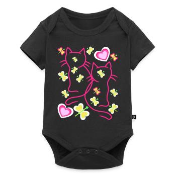 Cat Cats Kitten Valentine - Baby Premium short-sleeve bodysuit - black - Front