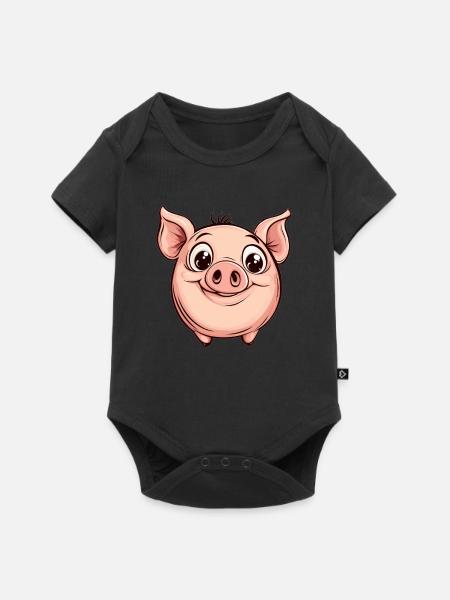 Fröhliches Kugelschwein - Baby Premium Kurzarmbody - Schwarz
