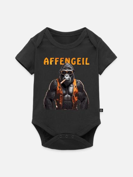 AFFE GORILLA AFFENGEIL - Baby Premium Kurzarmbody - Schwarz