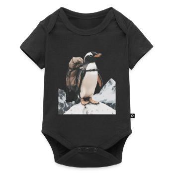Pinguin - Baby Premium Kurzarmbody - Schwarz - Vorne