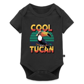 Cool Tucan with Sun Hat and Stripes - Baby Premium short-sleeve bodysuit - black - Front