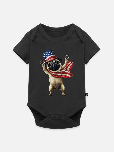 Mops - Baby Premium Kurzarmbody - Schwarz