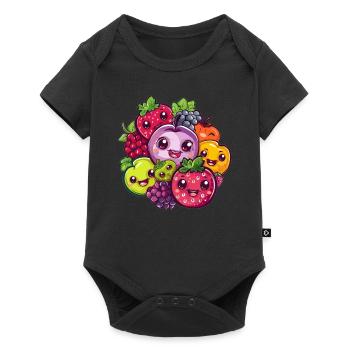 Fruit faces in a circle - Baby Premium short-sleeve bodysuit - black - Front