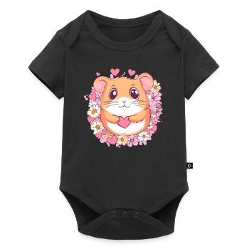Hamster mit Herz - Baby Premium Kurzarmbody - Schwarz - Vorne
