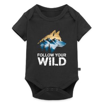 Follow your wild spirit with wolf and nature motif - Baby Premium short-sleeve bodysuit - black - Front