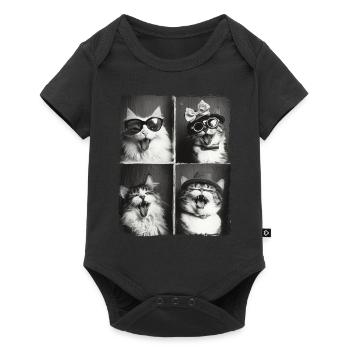 Funny Cute Cat Lover Animal Photobooth Selfie - Baby Premium short-sleeve bodysuit - black - Front