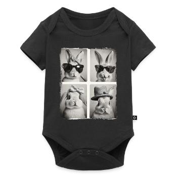 Drôle mignon lapin lapin animal photobooth selfie - Body à manches courtes Premium Bébé - noir - Devant