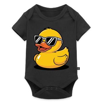 Gummiente mit Sonnenbrille Vogel Tier - Baby Premium Kurzarmbody - Schwarz - Vorne
