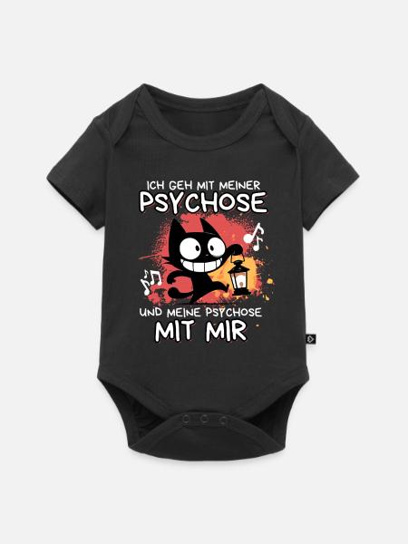 Psychose mit mir – Schwarze Katze mit Wahnsinn - Baby Premium Kurzarmbody - Schwarz