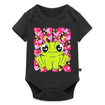 Grenouille Grenouilles Enfants Enfant Bébé Rétro des années 80 des années 90 - Body à manches courtes Premium Bébé - noir - Devant