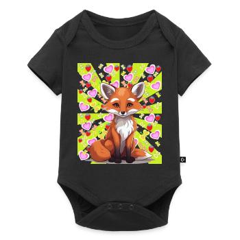 Fuchs Füchse Kinder Sommer Sommerzeit Retro bunt - Baby Premium Kurzarmbody - Schwarz - Vorne