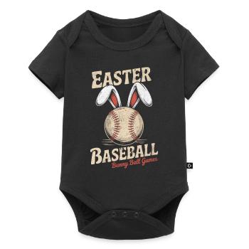 Baseball avec oreilles de lapin Conception de Pâques - Body à manches courtes Premium Bébé - noir - Devant