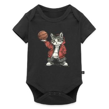 Basketball Cat in Hoodie - Baby Premium short-sleeve bodysuit - black - Front