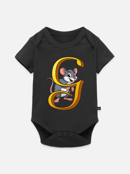 BUCHSTABE G - Baby Premium Kurzarmbody - Schwarz