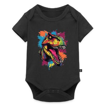 Bunter T-Rex Kopf - Baby Premium Kurzarmbody - Schwarz - Vorne