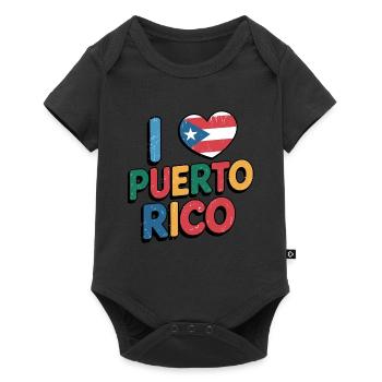 I Love Puerto Rico Heart Flag Pride - Baby Premium short-sleeve bodysuit - black - Front