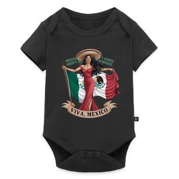 Viva Mexico proud Mexican woman with flag and - Baby Premium short-sleeve bodysuit - black - Front