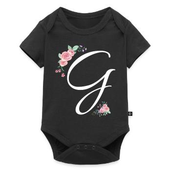 Letter g flowers - Baby Premium short-sleeve bodysuit - black - Front