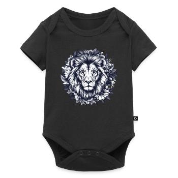 Majestic lion in flowers - Baby Premium short-sleeve bodysuit - black - Front