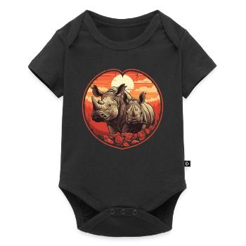 Rhino Love at Sunset - Baby Premium short-sleeve bodysuit - black - Front