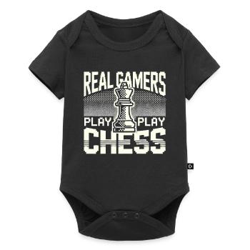 Echte Gamer spielen Schach - Baby Premium Kurzarmbody - Schwarz - Vorne