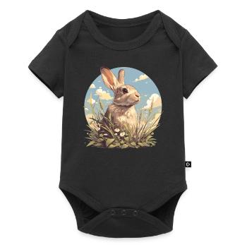 Hasen Hase - Baby Premium Kurzarmbody - Schwarz - Vorne