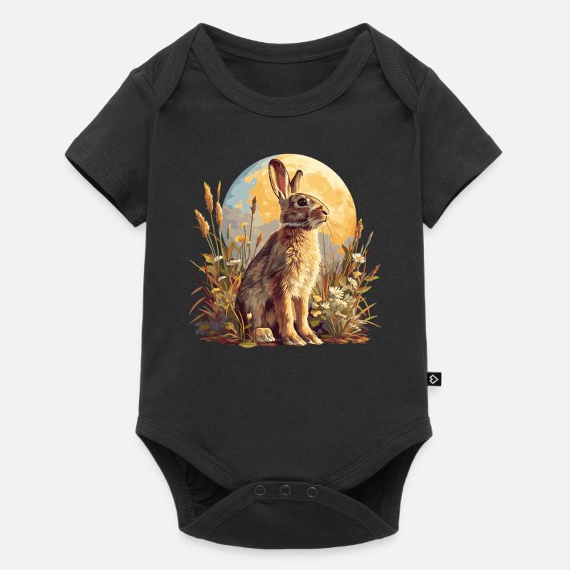 Hasen Hase - Baby Premium Kurzarmbody - Schwarz