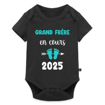 en cours grand frère 2025 annonce grossesse - Body à manches courtes Premium Bébé - noir - Devant