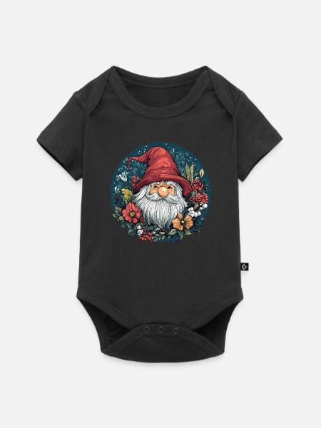 Waldwichtel mit Blumen - Baby Premium Kurzarmbody - Schwarz