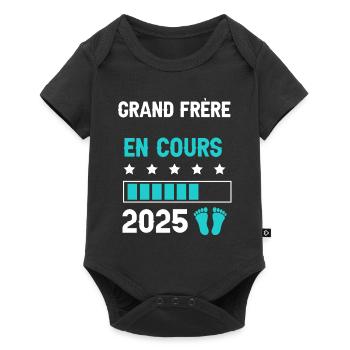 grand frère 2025 en cours annonce grossesse - Body à manches courtes Premium Bébé - noir - Devant