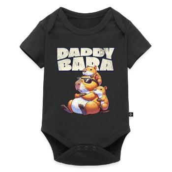 Daddybara Capybara Vater Papa - Baby Premium Kurzarmbody - Schwarz - Vorne