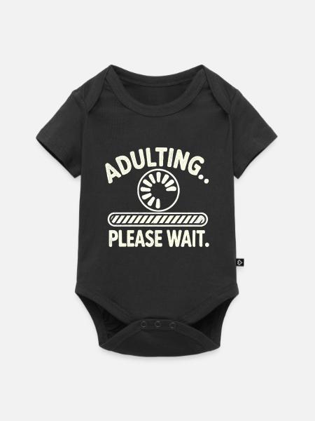 Erwachsenwerden Bitte warten - Baby Premium Kurzarmbody - Schwarz