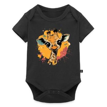 Girafe dans une touche de couleur - Body à manches courtes Premium Bébé - noir - Devant