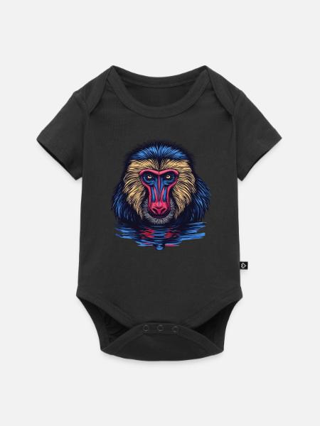 Mandrill Affe im Spiegel - Baby Premium Kurzarmbody - Schwarz