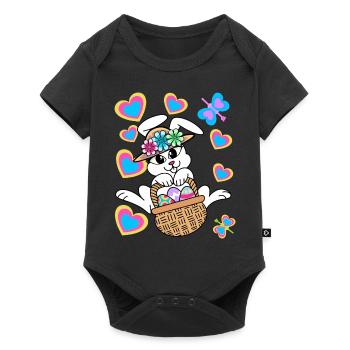 Osterhase Osterhasen Eier Ostereier Ostern - Baby Premium Kurzarmbody - Schwarz - Vorne
