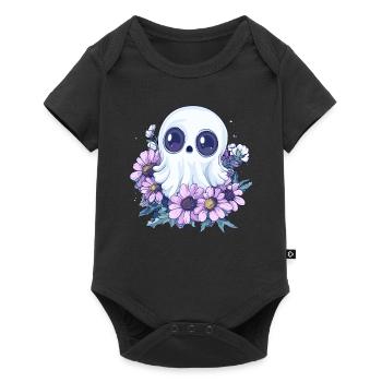 Fantôme avec des fleurs - Body à manches courtes Premium Bébé - noir - Devant