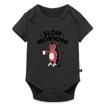 Slow Morning Coffee Cat - Baby Premium short-sleeve bodysuit - black - Front